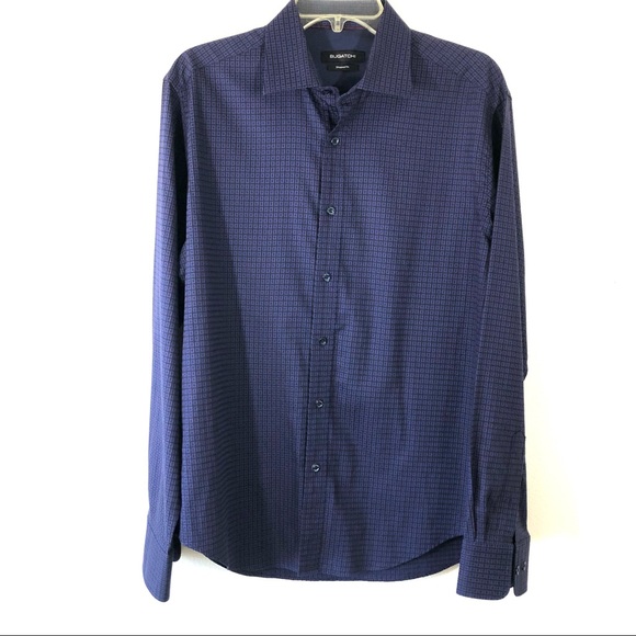 Bugatchi Shaped Fit Button Up Long Sleeve Blue Shirt - Picture 10 of 10